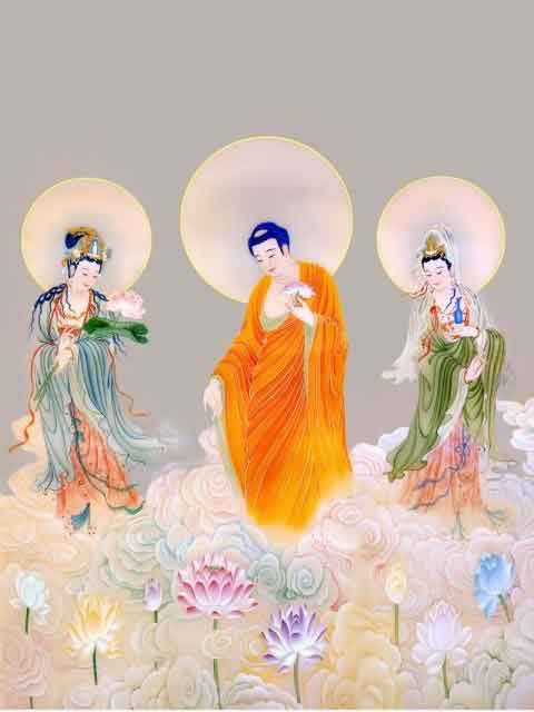Hình Phật A Di Đà như một đóa hoa sen toả ra bình an và sức sống. Bức tranh này được vẽ với tình yêu và lòng biết ơn sâu sắc với vị Phật A Di Đà, khiến mọi người cảm nhận được sự thanh tịnh trong từng nét vẽ.